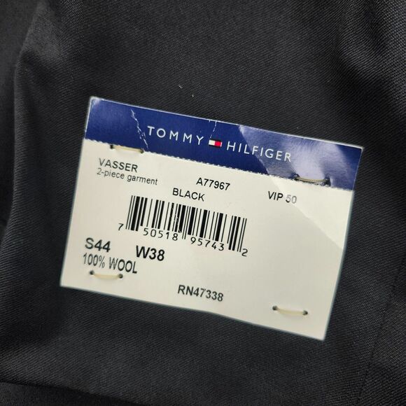 Tommy Hilfiger Mens Suit Jacket Notch Lapel Black Blazer size S44 W38 - Picture 11 of 14